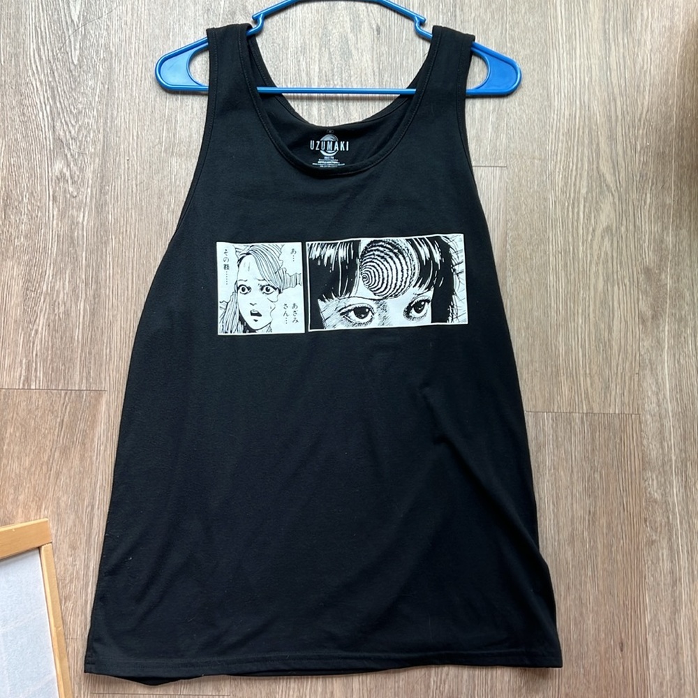 Hot Topic Black Manga Graphic Tank Top